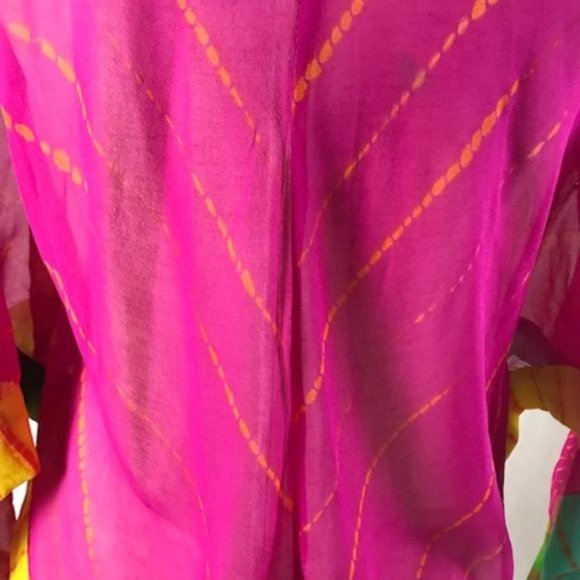 NWT Tashia London Silk Pullover V-neck Sheer Poncho with Embroidery Size M - Picture 8 of 14